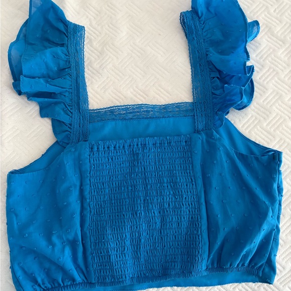 Kayley Swiss Dot Flutter Sleeve Crop Top - Picture 5 of 9